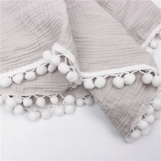 Solid Tassel Cotton Swaddling Receiving Blanket - RYAN AND REMI