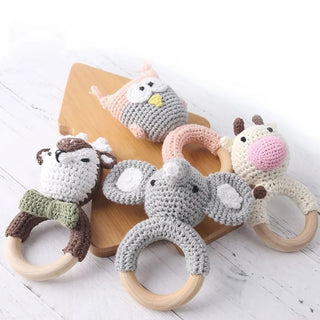 Handmade Smooth Beech Wood Animal Knit Teething Toy - RYAN AND REMI