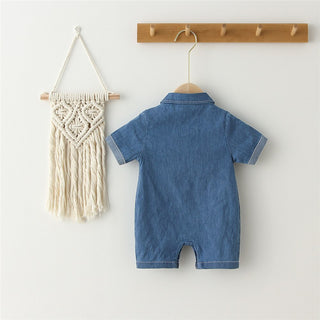 Baby Short Sleeve Denim Rompers - RYAN AND REMI