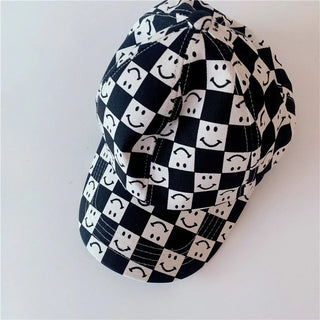 Checkered Smiley Face Baseball Cap - RYAN AND REMI