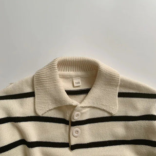 Striped Pullover Down Collar Sweater - RYAN AND REMI