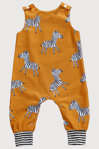 Zebra Print Button Romper Jumpsuit - RYAN AND REMI