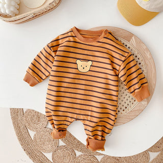 Baby Cartoon Bear Striped Romper - RYAN AND REMI