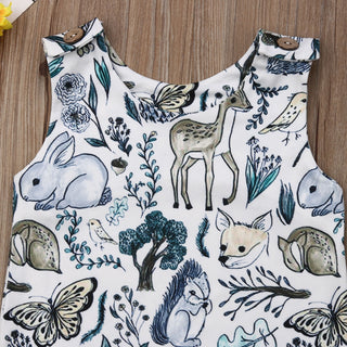 Sleeveless Romper Forest Animals Print Jumpsuit - RYAN AND REMI