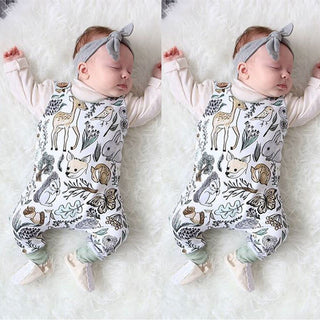 Sleeveless Romper Forest Animals Print Jumpsuit - RYAN AND REMI