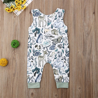 Sleeveless Romper Forest Animals Print Jumpsuit - RYAN AND REMI