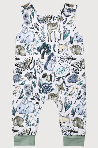 Sleeveless Romper Forest Animals Print Jumpsuit - RYAN AND REMI