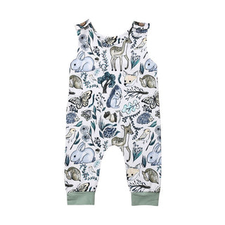 Sleeveless Romper Forest Animals Print Jumpsuit - RYAN AND REMI