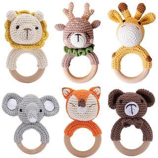 Handmade Smooth Beech Wood Animal Knit Teething Toy - RYAN AND REMI