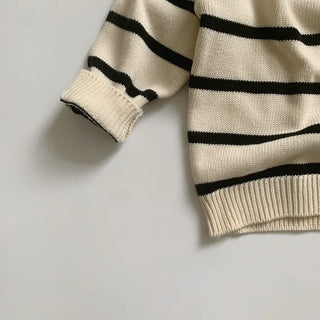 Striped Pullover Down Collar Sweater - RYAN AND REMI