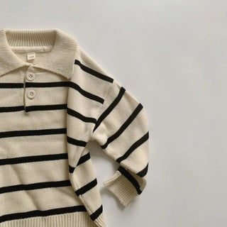 Striped Pullover Down Collar Sweater - RYAN AND REMI