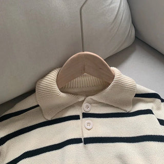 Striped Pullover Down Collar Sweater - RYAN AND REMI