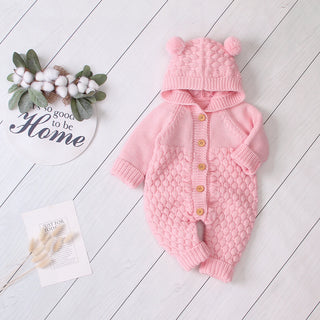 Hooded Long Sleeve Knitted Jumpsuit