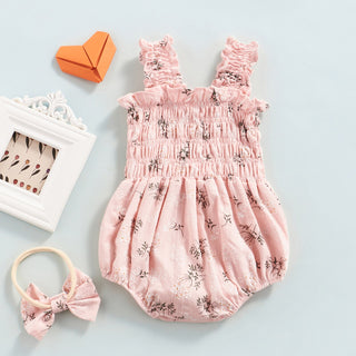 Sleeveless Elastic Bust Romper with Bow Headband - RYAN AND REMI