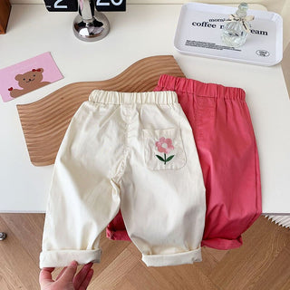 Embroidery Flower Girls Pants - RYAN AND REMI