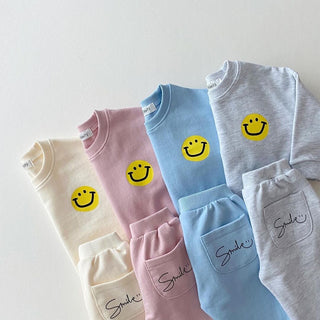 Smiley Face Print Pattern Long Sleeve Sweatshirt - RYAN AND REMI