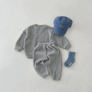 Kids Solid Color Sweatshirt Pants Set - RYAN AND REMI