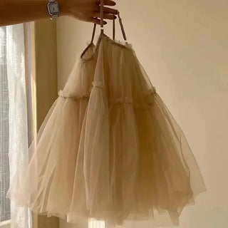 Layered Champagne Tulle Dress