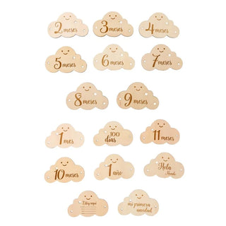 Spanish English Wooden Baby Milestone Card For Newborns - RYAN AND REMI