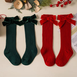 Christmas Velvet Bow Socks