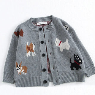 Jacquard Dog Cardigan Knitted Sweater