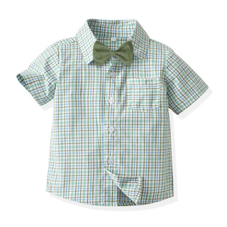 Short Sleeve Bow Tie Suspender Shorts Set - RYAN AND REMI