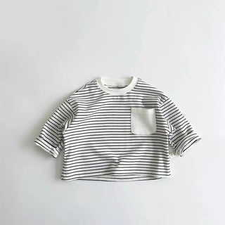 Contrast Striped Crewneck Long Sleeve T-shirt - RYAN AND REMI