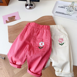 Embroidery Flower Girls Pants - RYAN AND REMI