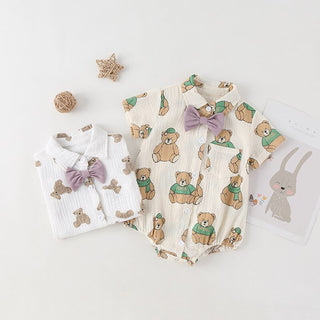 Boys Cotton Bow Tie Romper - RYAN AND REMI