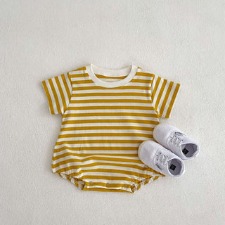 Striped Boys One Piece Short Sleeve Bodysuit - RYAN AND REMI