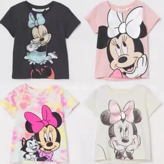 Minnie Print Baby Girls' T-shirt: Simple and Cute Cartoon Tee - RYAN AND REMI