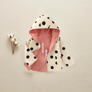 Reservable Hooded Polka Dot Trench Coat - RYAN AND REMI