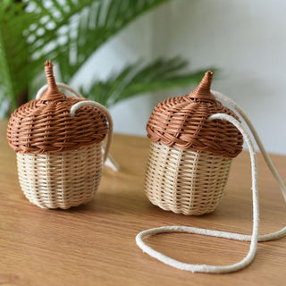 Acorn Shaped Rattan Bag - RYAN AND REMI