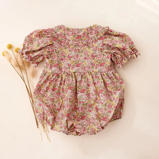 Floral Short Puff Sleeve Romper - RYAN AND REMI