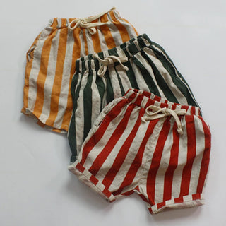 Striped Elastic Waist Shorts - RYAN AND REMI