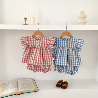 Ruffle Plaid Bloomer Set - RYAN AND REMI