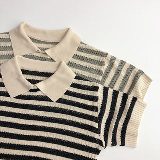 Polo T-shirt Striped Pullover Vintage Tops - RYAN AND REMI