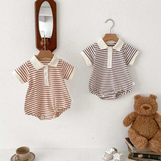 Striped Button Up Bodysuit - RYAN AND REMI