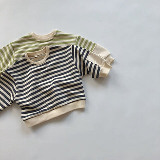 Striped Patch Long Sleeve  Pullover Sweater - RYAN AND REMI