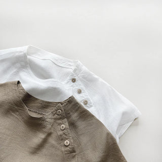 Boys Casual Slant Button Linen Shirt