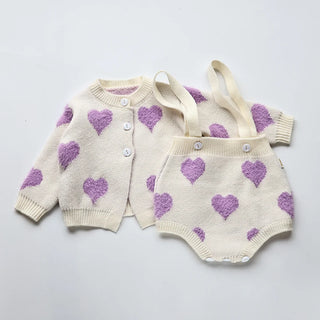 Heart Print 2 Piece Sweater Set - RYAN AND REMI