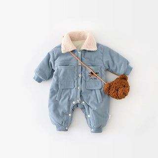 Fur Collar Corduroy Jumpsuit - RYAN AND REMI