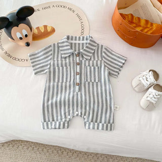 Boys Striped Linen Playsuit - RYAN AND REMI