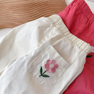 Embroidery Flower Girls Pants - RYAN AND REMI