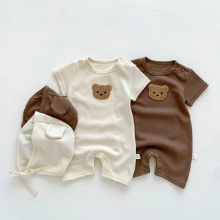 Waffle Bear Patch Jumpsuit Set - RYAN AND REMI