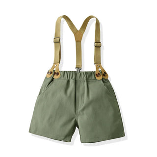 Short Sleeve Bow Tie Suspender Shorts Set - RYAN AND REMI