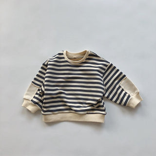 Striped Patch Long Sleeve  Pullover Sweater - RYAN AND REMI