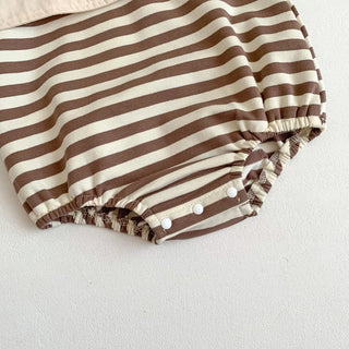 Striped Sailor Collar Bear Romper - RYAN AND REMI