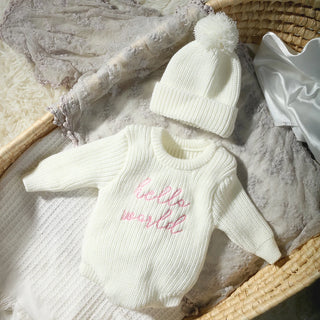 Newborn Hello World Knitted Bodysuit Set