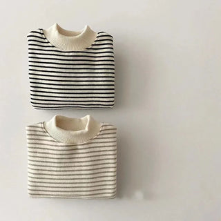 Stripe Fleece Lining Turtleneck Sweater - RYAN AND REMI